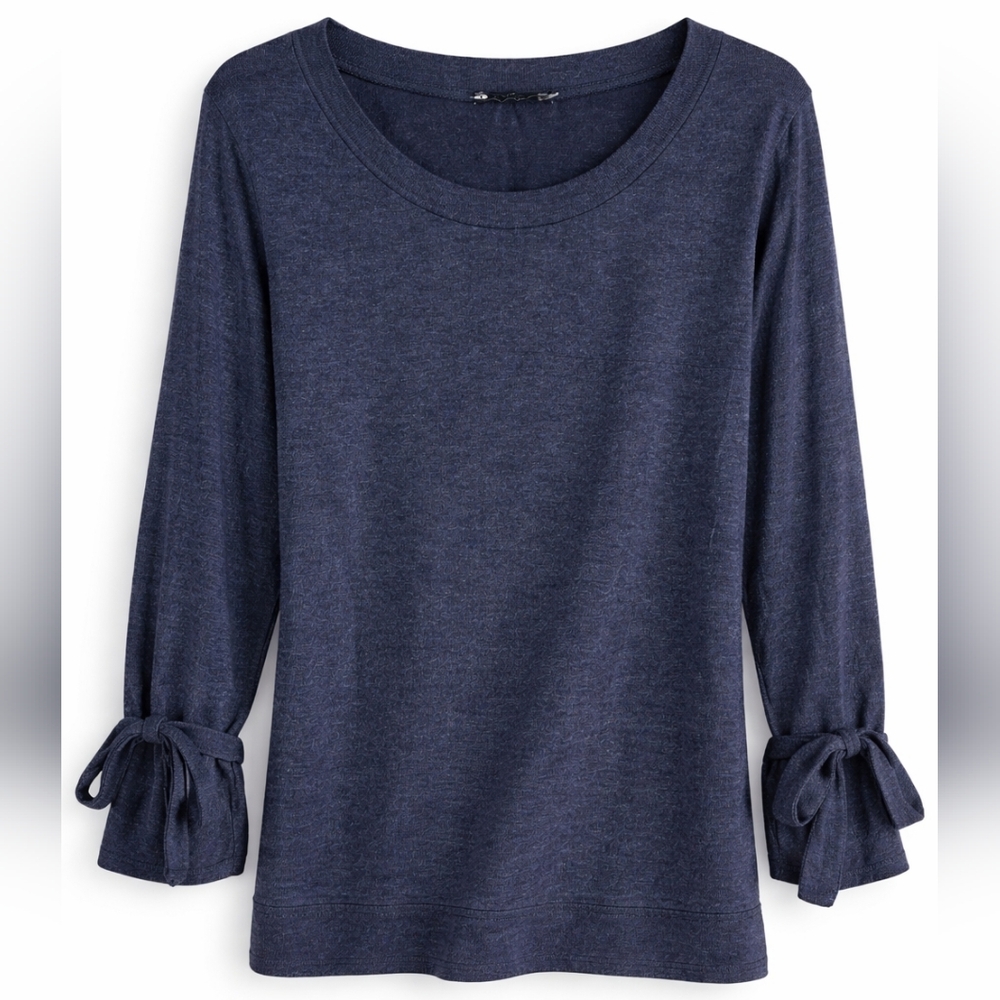 ⭐️ C'est moi Women's Blue top with Bow-Sleeved Design - size M/L